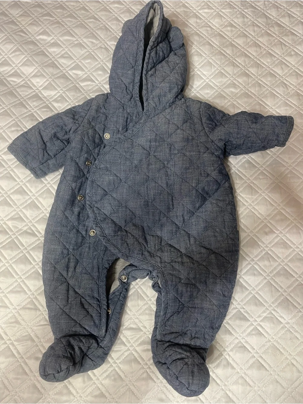 Bundle GAP Pink Hooded Zip Romper with Gray Quilted Jacket